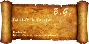 Babiák Gyula névjegykártya