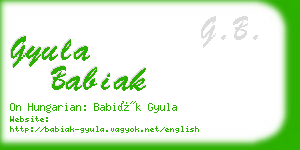 gyula babiak business card